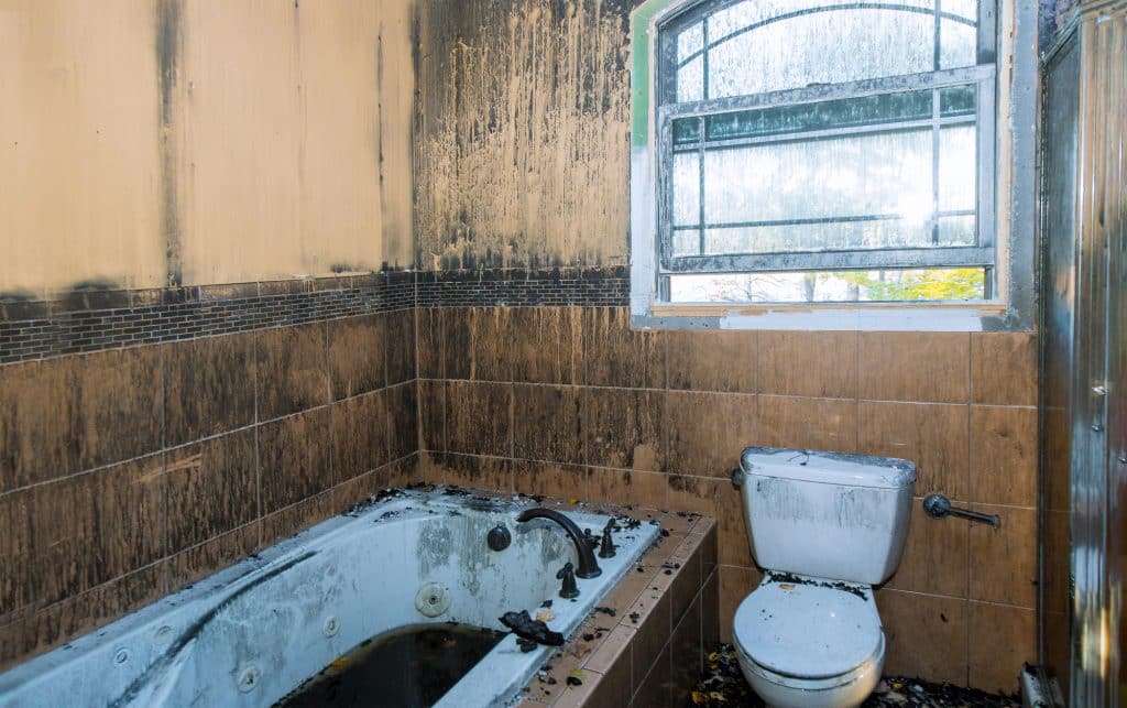 Bathroom with smoke damage
